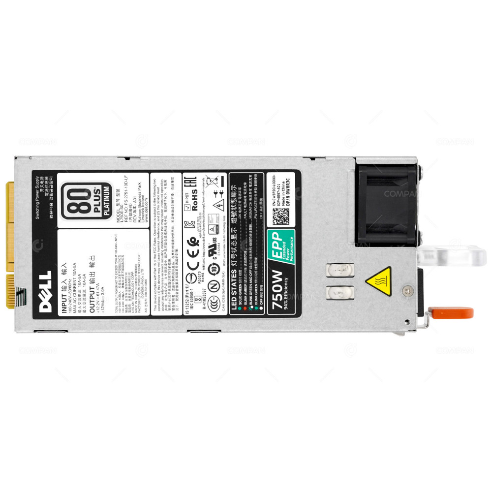 W8R3C DELL 750W 80+ PLATINUM POWER SUPPLY FOR R540 R630 R640 R730 R740